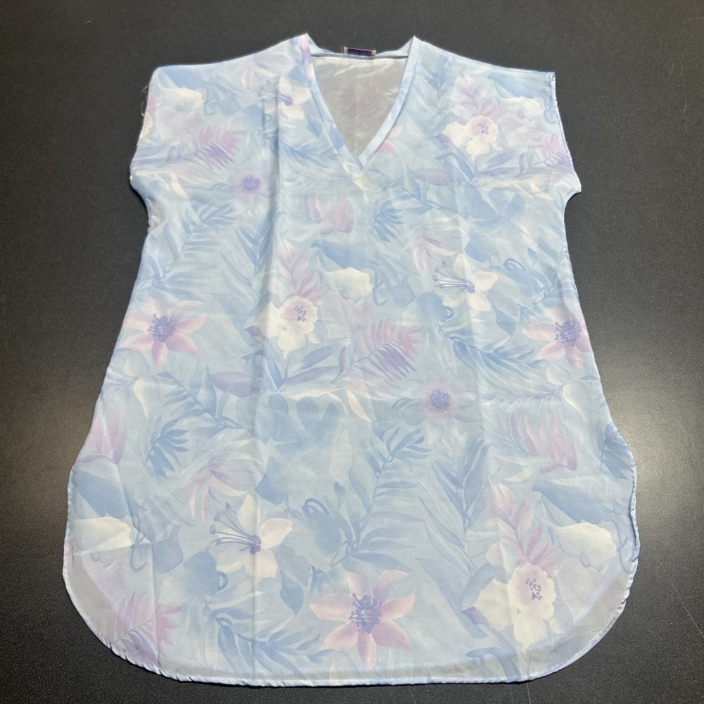 Vintage DIANE VON FURSTENBERG Nightgown No Size Tag M Blue Floral Cottage Core
